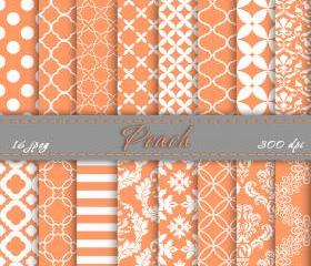 Digital paper peach scrapbooking papers for personal or commercial use digital art downloads