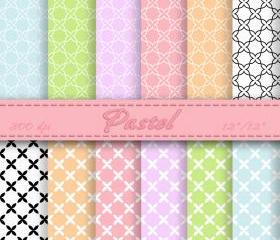 Pastel Digital Scrapbooking Papers Digital scrapbook paper pack Backgrounds for personal or commercial use