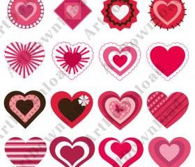Clip art Hearts Digital hearts Pnj Digital Scrapbooking Paper Valentine Love Heart Digital hearts
