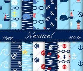 Nautical Digital Scrapbooking Papers Peper Pack Nautical Digital Downloads Scrapbook Paper Cardmaking