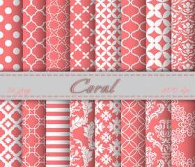  Coral Digital Paper Scrapbooking Papers Patterns Digital Backgrounds Printable For Personal Or Commercial Use