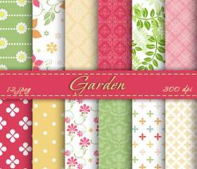  Garden Digital Paper Spring Digital Pape Scrapbooking Paper Set Digital Paper Pack Digital Downloads