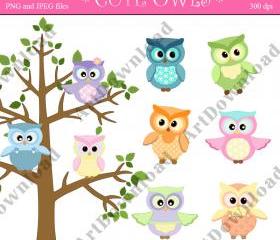 Cute owl Clip Art Digital Scrapbooking Digital Clip Art Owl Set for Personal and Commercial Use