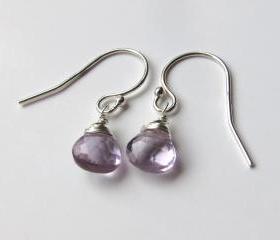 Sterling Silver Pink Amethyst Earrings, Purple Earrings, February Birthstone Earrings, Silver Gemstone Earrings, Birthday Gift