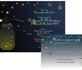 Mason Jar Fireflies Wedding Invitation and RSVP Printable Digital