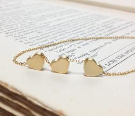 gold three Hearts Necklace