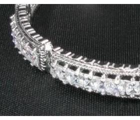 Clear Topaz Stone White Gold Plated Bracelet Size 7.5"