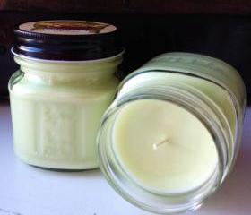 Fresh Cut Grass 8 Ounce Soy Blend Square Mason Jar candle