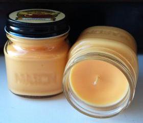 Coconut Mango Tangerine 8 Ounce Square Mason Jar Soy Blend Candle