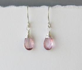 Sterling Silver Mystic Pink Quartz Earrings, Pink Quartz Earrings, Bridesmaid Gift, Wedding Party Gift, Bridal Party Gift