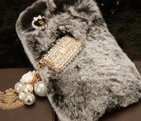Warm Soft Fur Feather Crystal IPhone 4 Lace Flower Crystal Case Iphone 4s Case Iphone Hard Case Iphone Cover Bling Case Gem