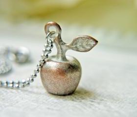 Apple Pendant Necklace. Greek Mythology. 3D Apple Pendant. Silver Copper