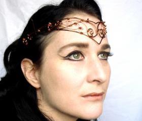 Copper and bronze circlet, steampunk, handmade