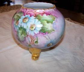 Pretty Artist Signed Porcelain Round Bulbous Vase