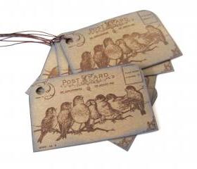 Post Card Birdie Tags