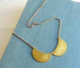 Statement gold brass fashion collar bib necklace, peter Pan necklace.