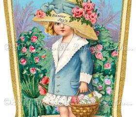 Easter Bonnet Gift Label Digital Download Printable Tags Scrapbook Collage Sheet Print Yourself Image