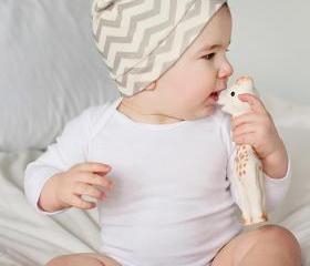  Knit Gray Chevron Baby Beanie
