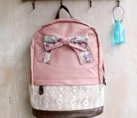 Pink Lace Backpack With Knot
