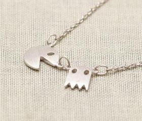 Pacman Necklace in Silver