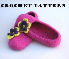 Adult Felted Slippers Crochet Pattern PDF,Easy, Great for Beginners, Shoes Crochet Pattern Slippers, Pattern No. 42