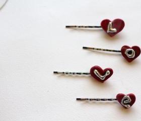 Teeny Tiny Heart Hair Pins, Valentines Day Hair clip, boho, gypsy, hippie, hair accessory