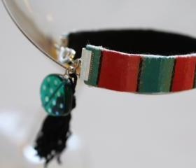 Friendship Bracelet, Hand Painted, Stack Bracelets, Upcycled, tassel, beads, Boho, Gypsy, Hippie