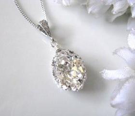 Swarovski Crystal Drop Bridal Necklace, Bridal Jewelry, Bridemaids Jewelry