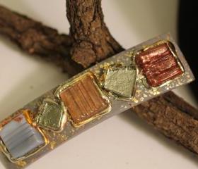 Barrette, Hair clip, boho, gypsy, hippie, gold, gilt, stones, hair accessory, formal, holiday, dressy, unique