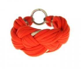 Boho Friendship Bracelet Bangle Braided Fabric Cuff Chunky Jewelry Women Knot Tribal Stack Bangles Bracelets Tangerine Tango Blood Orange
