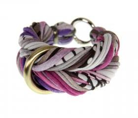 Braided Womens Bracelet Bangle Fabric Cuff Chunky Jewelry Friendship Knot Tribal Boho Stack Cotton Magenta Grey Eggplant Purple Brown Brass