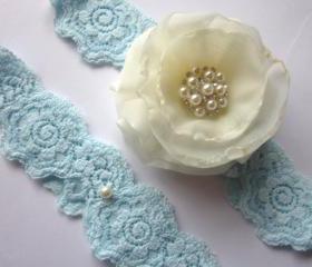 Bridal Garter - Stardust Something Blue Garter Set (including toss garter) -Special Offer for Limited Time ONLY 15% Off