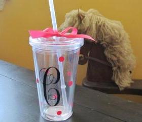 Cute Cup with Lid and Straw Customized to your very own initial.