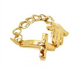 Cross and Hand Bracelet