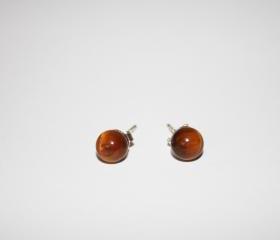  Tiger eye stud earrings on sterling silver posts