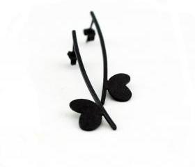 Oxidized - Texturized Sterling Silver Earrings. Roll Printed Texture. Black. Post. VARIACIONES 6 Earrings. Handmade by Maria Goti Joyas.