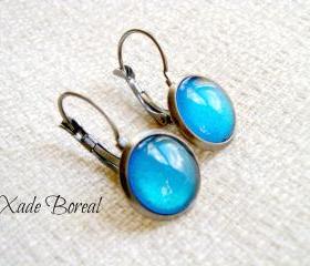 Empire State Blue-Antiqued Silver Gunmetal dangle earrings