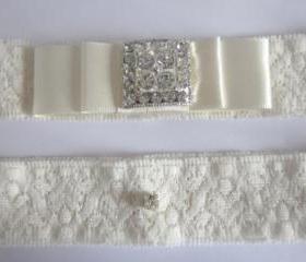 Ivory Garter / NEW Garter - Classic Bow Bridal Garter Set - Bow available in all wedding colours