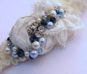 Ivory Garter Set / Bridal Garter - Something Blue - Luxury 'Phoebe' Wedding Garter - New 2013 Collection - Introductory Offer 40% OFF