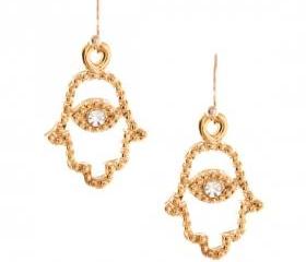 Golden Hamsa Hand Drop Earrings