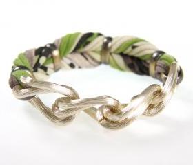 Womens Bracelet Bangle Braided Fabric Cuff Jewelry Friendship Knot Tribal Wrap Infinity Boho Stack Bangles Bracelets Green Brown Organic