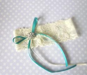 Bridal Garter - Simply Ribbon Chic - Ivory lace shown