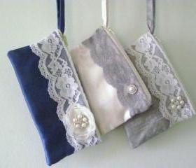 Wedding / Bridal / Bridesmaid Clutch - Custom Clutch Purse - Flower Brooch Bridesmaid Purse