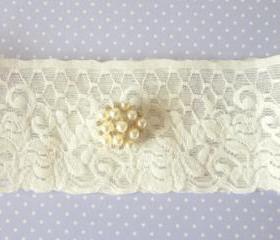 Bridal Garter - Ivory with Pearls - Special Offer for Limited Time ONLY 15% Off