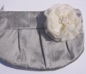 Bridesmaid Clutch - Grey / Silver hidden Wristlet Clutch - Perfect Bridesmaid Gift (available in all colours)
