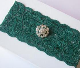 Simply Chic Bridal Garter - Green - Last piece of this lace - Special Offer 40% Off