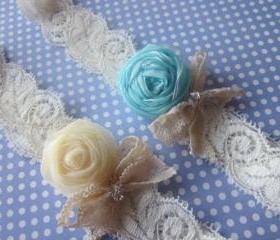 Simply Rosebuds and Bows Bridal Garter Set (including toss garter) -Special Offer for Limited Time ONLY 15% Off