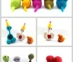 Pheeple and Mice Postcards, Art Cards - Set of 5 Photo cards of Needle Felted Pheeples and Mice