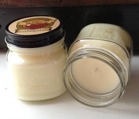 Gardenia 8 Ounce Square Mason Jar Soy Blend Candle