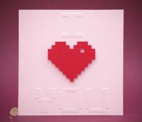 Valentine's Day Geeky Card - 8-bit I Heart You Greeting Card